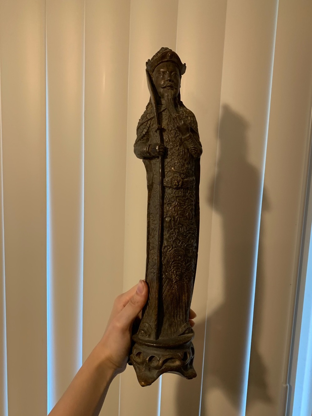 Chinese Sculpture Man Holding Sword and Scroll Resin Large Statue,17”